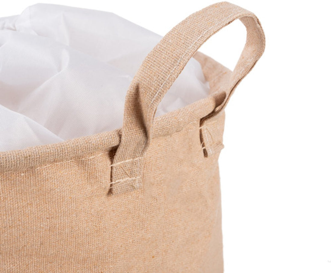 Kruzzel Spielzeugkorb-Organizer 63L – Aufbewahrungskorb für Spielzeug, Kleidung und Wäsche – XL, wasserdicht, faltbar – Beige mit Aufdruck