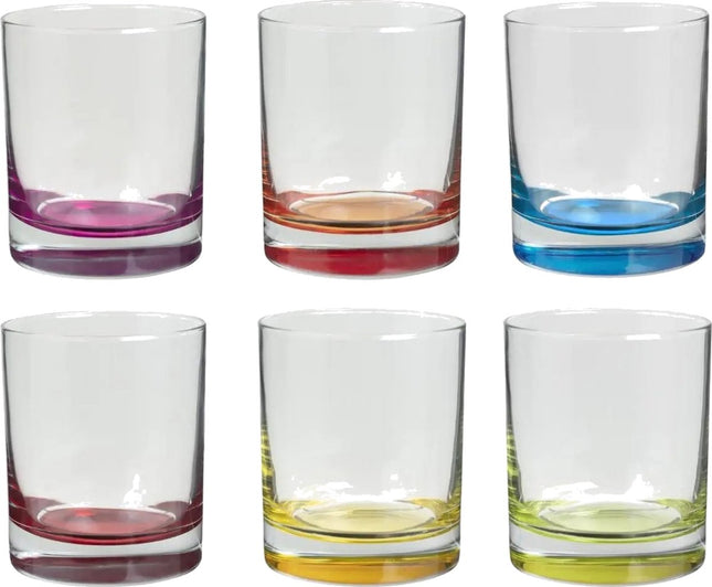 Verre à boire à fond coloré - lot de 6 pièces - 350cl