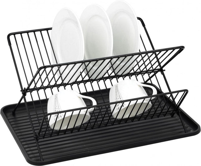 Kinghoff 1356 - égouttoir à vaisselle avec bac de récupération - noir