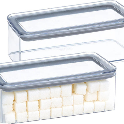 5Five Boîte de conservation - 2x - cuisine/aliments - plastique - 1000 ml - couvercle hermétique - transparent - 20 x 10 x 7 cm