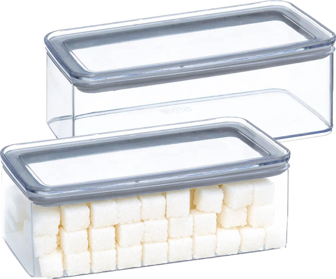 5Five Storage Jar - 2x - kitchen / food - plastic - 1000 ml - airtight lid - transparent - 20 x 10 x 7 cm