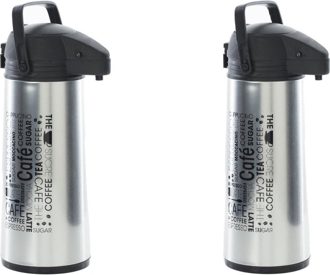 2x stainless steel coffee/tea thermos flask 1.9 liters - Insulated jugs for hot / cold drinks