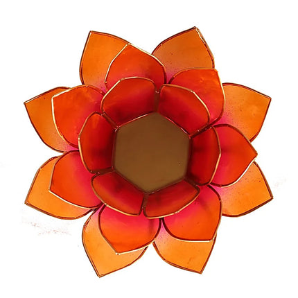 Photophore Lotus 2 couleurs rose-orange -- Ø 13.5 cm - Bougeoir chauffe-plat -