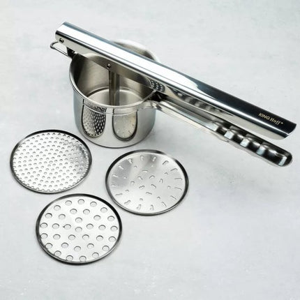 Kinghoff KH1268 Presse-purée en Acier Inoxydable - Robuste et Durable pour une Purée Rapide et Facile - Compatible Lave-vaisselle