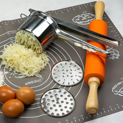 Kinghoff KH1268 Presse-purée en Acier Inoxydable - Robuste et Durable pour une Purée Rapide et Facile - Compatible Lave-vaisselle