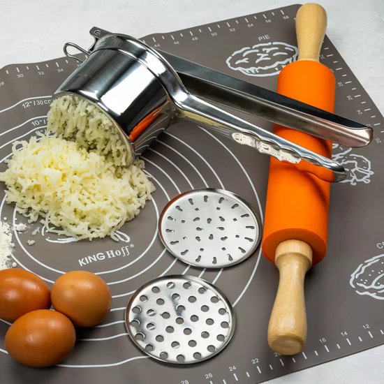 Kinghoff KH1268 Aardappelstamper van RVS - Sterke en Duurzame Stamper voor Snelle en Makkelijke Puree - Geschikt voor de Vaatwasser