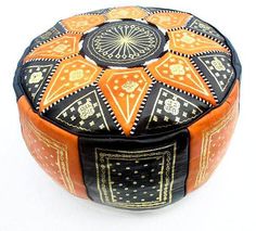 Pouffe orange/black