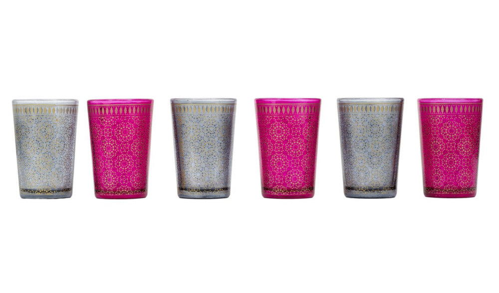 Marokkaanse theeglazen met patronen set van 6