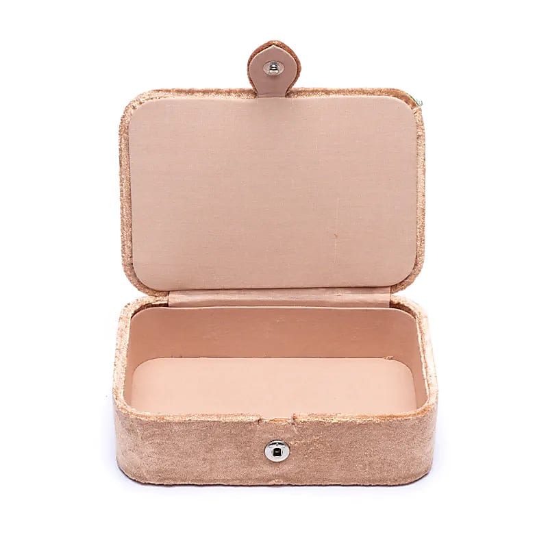 Jewelry / tarot box velvet beige with flowers