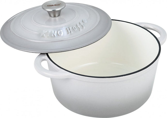 Cocotte en fonte Kinghoff - Ø21 cm - 2.4L - grise - émaillée