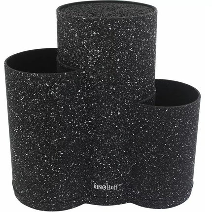 Kinghoff KH1561 - Bloc à Couteaux 3-en-1 Imitation Marbre - Système de Rangement Économiseur d'Espace et Stable pour Couteaux jusqu'à 20 cm - Intérieur Lavable