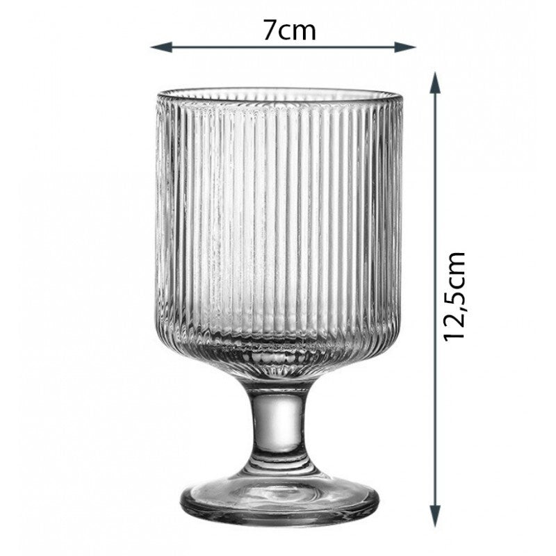 Geribbeld glas op voet – set van 6 glazen van gehard glas, 225 ml – foto 3