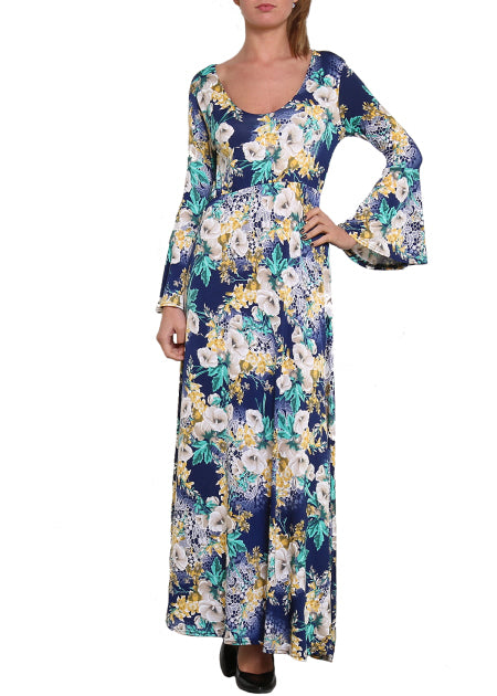 Maxi-jurk bloemen blauw