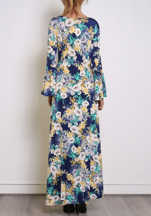 Maxi-jurk bloemen blauw
