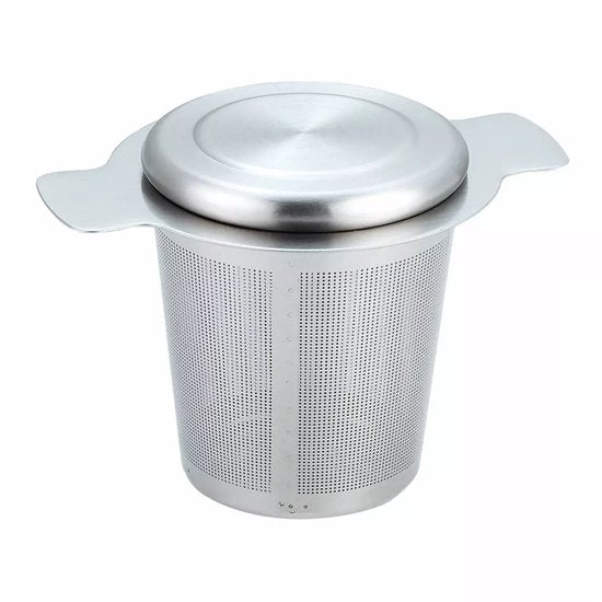 Kinghoff KH1650 Infuseur à thé avec couvercle - Passoire à thé en inox 18/10 de haute qualité - Ø 7,5 cm