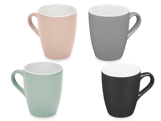 Lot de 4 mugs en céramique - 360 ml aux couleurs modernes