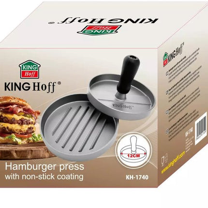 Kinghoff Presse à Hamburger - Aluminium - Ø12 cm - Antiadhésive et à Motif Cannelé - Modèle KH1740