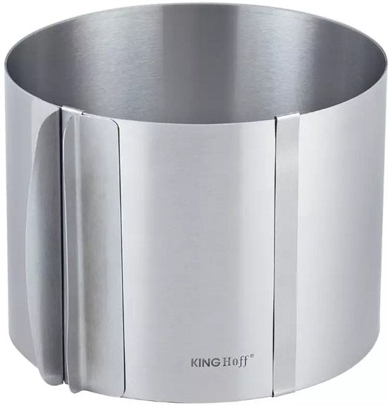 Kinghoff KH1792 - Cercle à Gâteau Réglable - Rond - Diamètre 16 à 30 cm - Hauteur 12 cm - Acier Inoxydable de Haute Qualité - Finition Satinée - Moule à Gâteau - Moule à Tarte - Moule de Cuisson