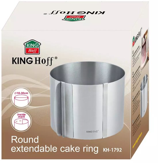 Kinghoff KH1792 verstelbare cake ring – RVS taartring, Ø 16 tot 30 cm – foto 4