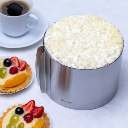 Kinghoff KH1792 - Cercle à Gâteau Réglable - Rond - Diamètre 16 à 30 cm - Hauteur 12 cm - Acier Inoxydable de Haute Qualité - Finition Satinée - Moule à Gâteau - Moule à Tarte - Moule de Cuisson
