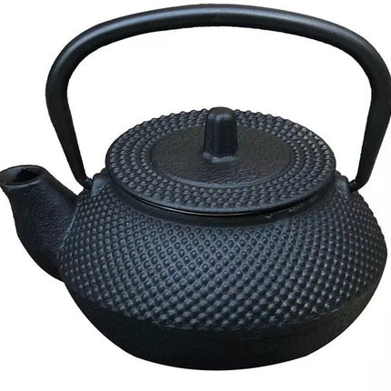 Kinghoff Théière en Fonte avec Filtre - 0,3 Litre (KH1817) - Inclut des Bols à Sucre et à Thé avec Couvercles en Bois - Design Traditionnel avec Fonctionnalité Moderne