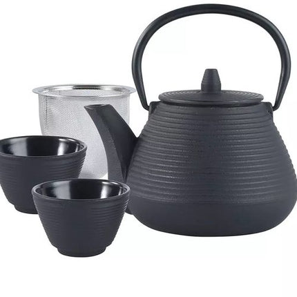 Kinghoff Théière en Fonte avec Filtre en Acier Inoxydable - Inclut 2 Tasses de 115 ml (KH1846) - Capacité : 1,0 Litre - Design Traditionnel avec Poignée Confortable