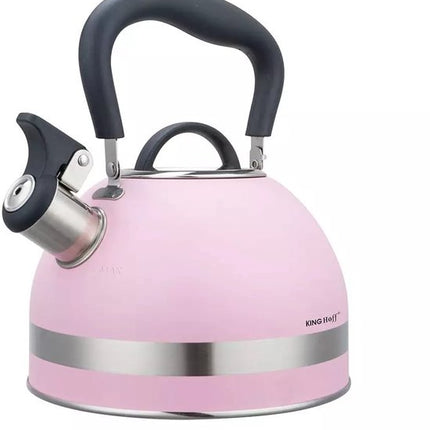 Kinghoff KH1856 Bouilloire Sifflet - Acier Inoxydable - 1,8 Litre - Compatible Tous Feux (Y compris induction) - Poignée Pliable