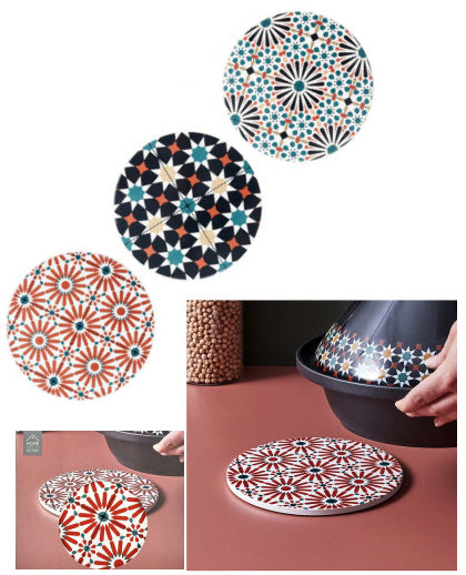 Keramische mozaïek onderzetter – rond Ø 20 cm, zwart, bruin of multicolor