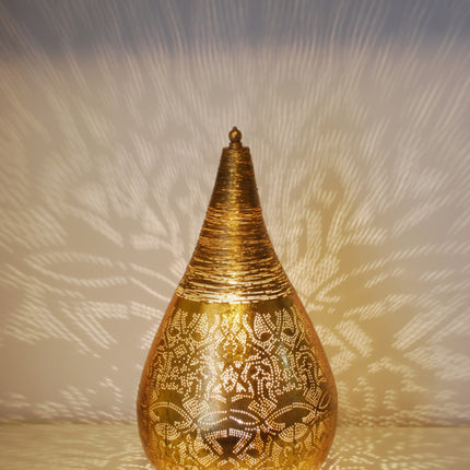 Lampe de table orientale style filigrane goutte - or vintage