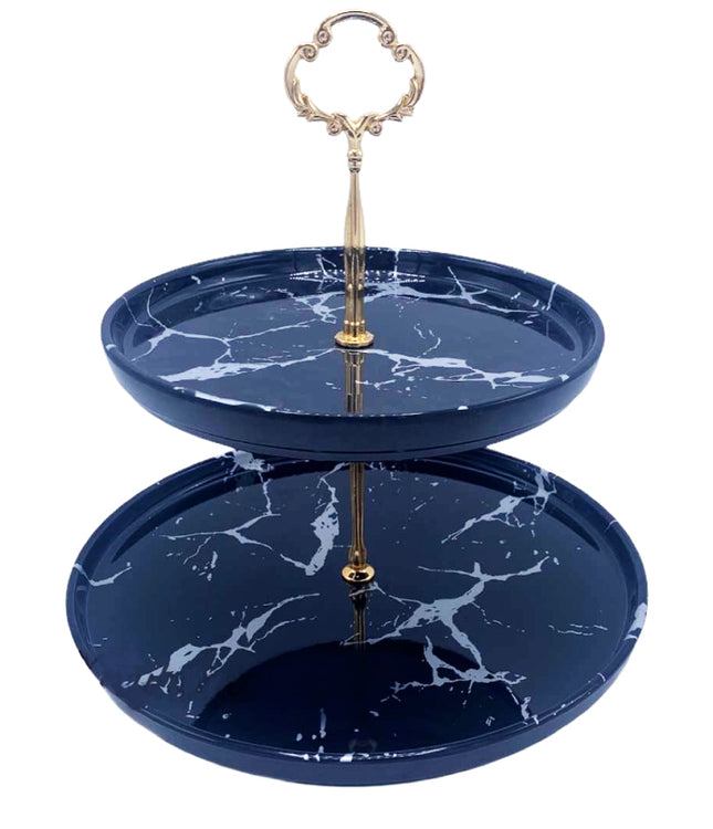 Étagère en mélamine 2 pièces aspect marbre noir