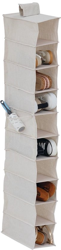 Hanging wardrobe organizer 10 compartments Five® - Dressy + - Beige