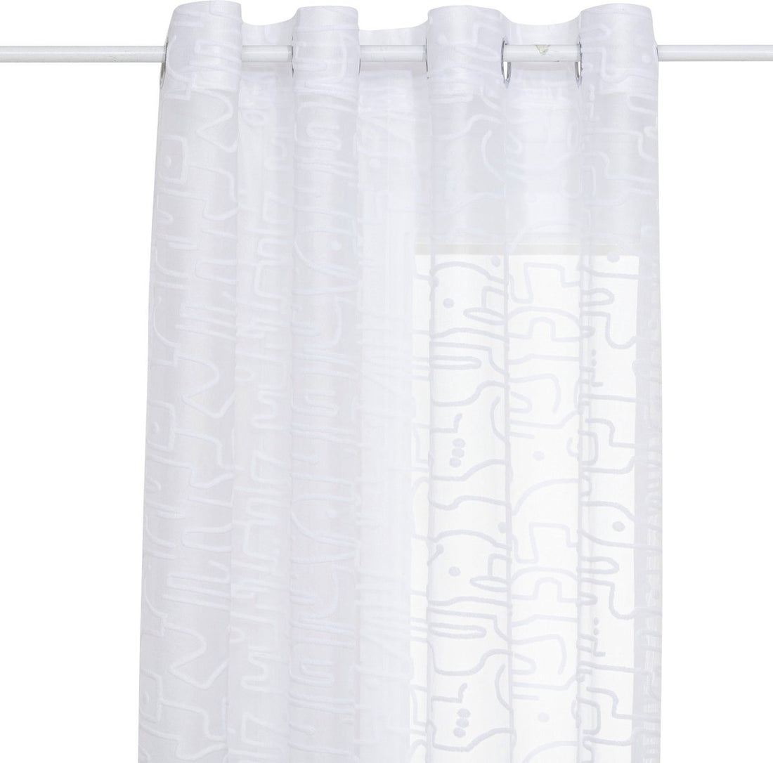 Atmosphera Lazi Sheer Curtain 140 x 240 cm - Ready-to-hang curtains with hooks and rings - White