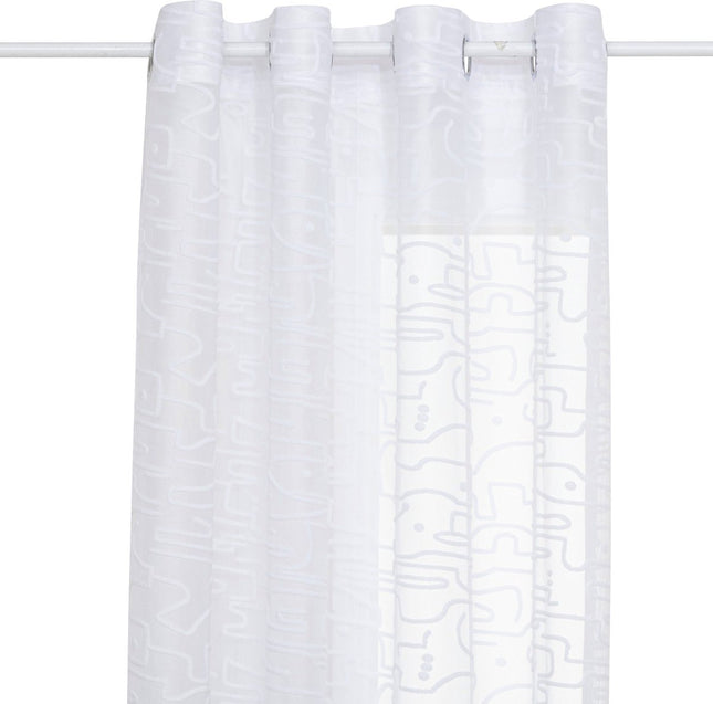 Atmosphera Lazi Voilage Transparent 140x240cm - Rideau prêt à poser œillets - Blanc