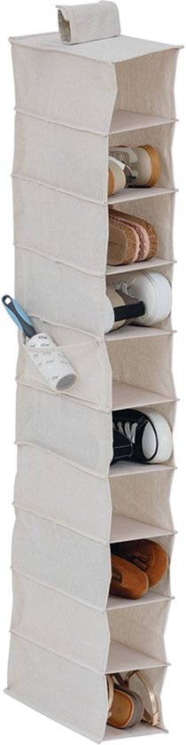 Hanging wardrobe organizer 10 compartments Five® - Dressy + - Beige