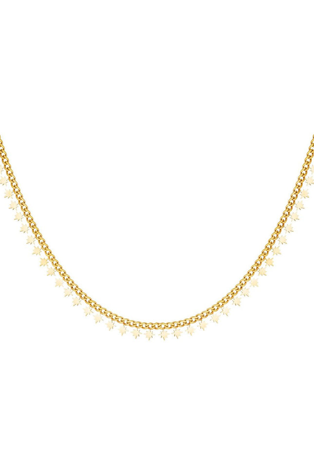 Edelstalen Ketting met Noordster Hangers – Fonkelende Sterren – Goudkleurig – 35 cm