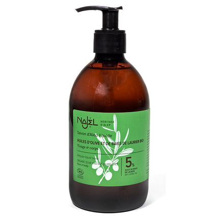 Savon d'Alep liquide bio avec flacon pompe 500ML