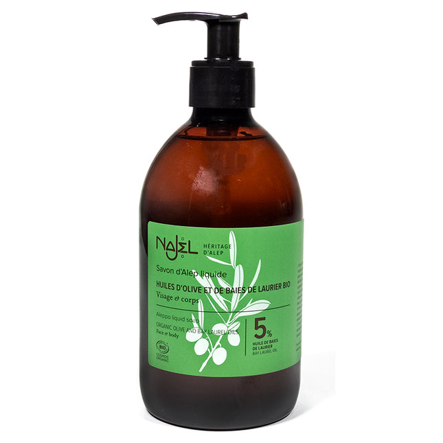 Savon d'Alep liquide bio avec flacon pompe 500ML