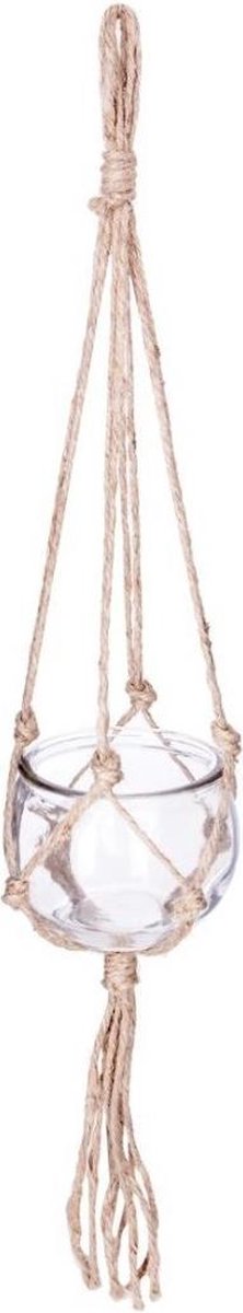 Ubertopf - Glas und Jute - transparent - D10-5 cm - Beige - Atmosphera createur d'interieur
