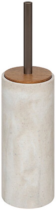5Five Brosse WC Como Marbre - dans support - pierre artificielle - blanc - 10 x 37 cm - Accessoires Salle de bain/WC