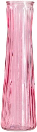 Homla - Amily Bloemenvaas - Glazen Vaas - Smal Design - Geribbeld Modern Decoratie - Vaas voor Droogbloemen en Verse Bloemen - Stijlvolle Woonaccessoire Pastel - Ø6.5 x 23 cm - Roze