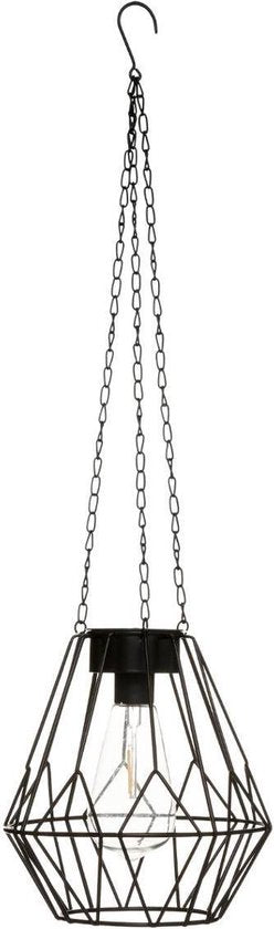 Solar hanglamp zwart - werkt op zonne-energie - H 24 cm + Ketting 40 cm