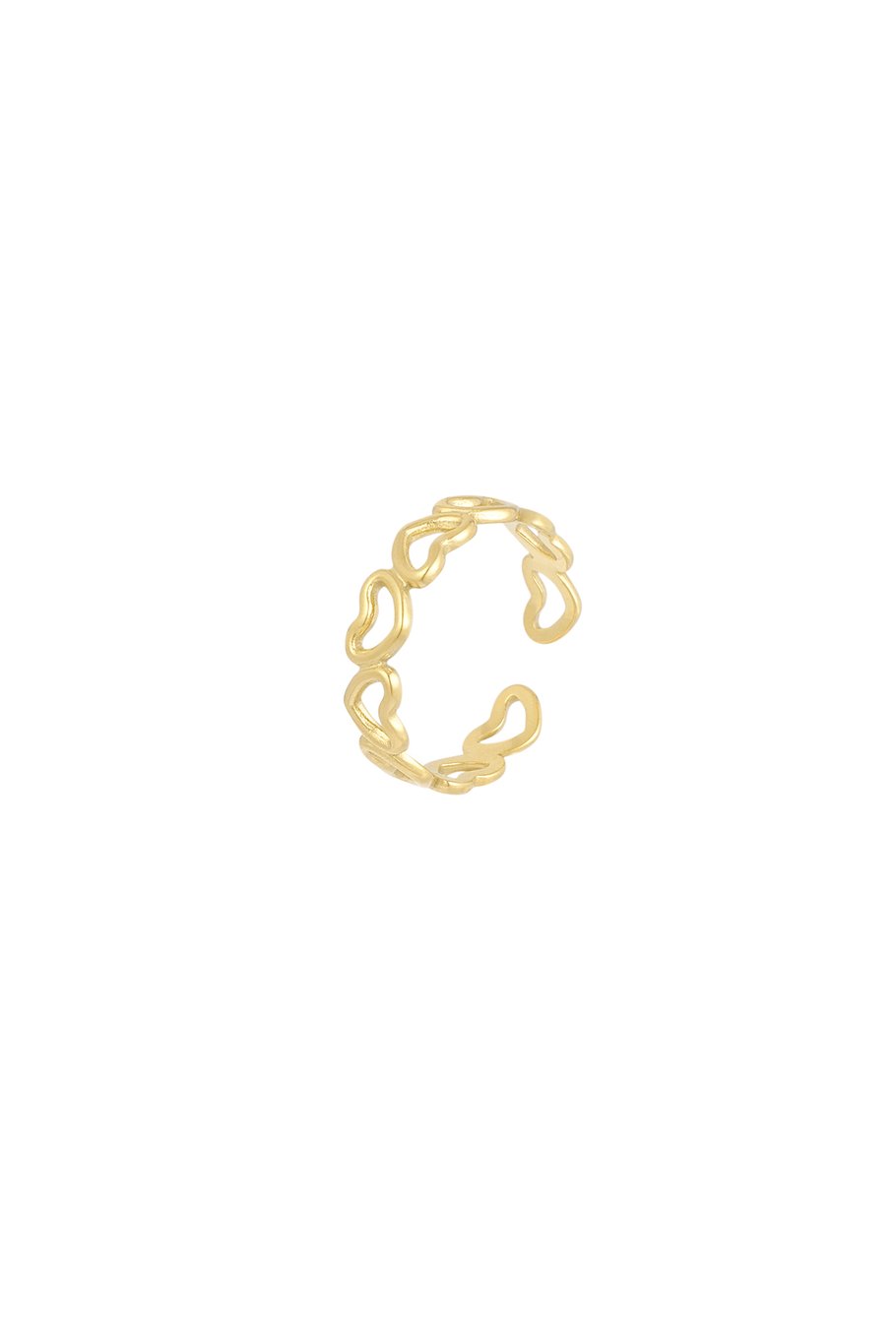 "Love All Over" Gouden Hartjes Ring - Stainless Steel - One Size - Romantisch Sieraad - 1.20g - Perfect Cadeau