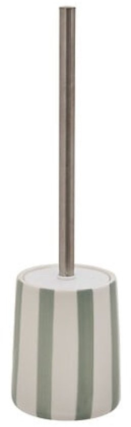WC-Borstel Strio Hoog - 39 cm Keramiek Celadongroen – Stijlvol en Praktisch - Toiletborstel - Modern Klassiek - Groene Strepen - Keramisch