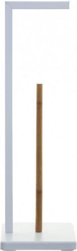 5five Porte-rouleau WC - avec réservoir - blanc - métal - bambou - 64 cm - Support de rouleau de papier toilette