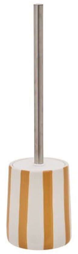 Strio Toilet Brush Tall - 39 cm Ceramic - Wheat - Toilet Brush - Standing - Ceramic - Yellow stripes - Freestanding Toilet Brush