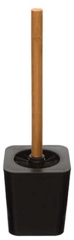 Natureo Badkameraccessoiresset - Badkamer Accessoires Set - Moderne Toilet Set - Luxe Badkamer Accessoires - Toiletborstel met Houder - Zeepdispenser 300ml - Bamboo/PS - Zwart