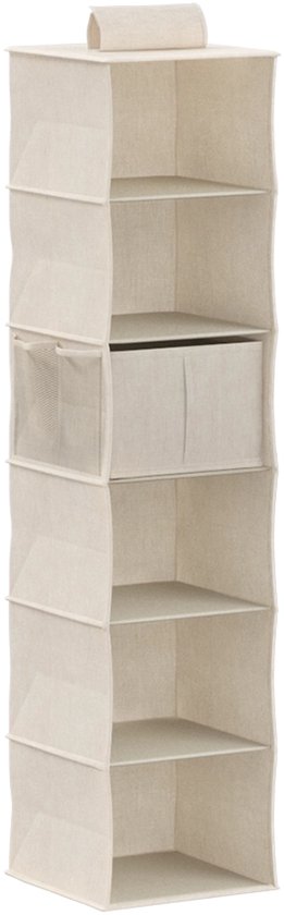 Hanging wardrobe organizer 10 compartments Five® - Dressy + - Beige