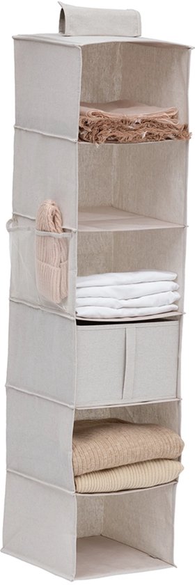Hanging wardrobe organizer 10 compartments Five® - Dressy + - Beige