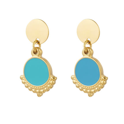 Boucles d'oreilles élégantes avec couleur - or/bleu - lot de 2 - 5x3cm -