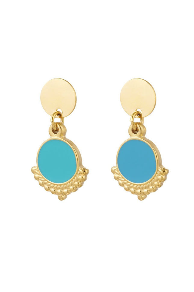 Boucles d'oreilles élégantes avec couleur - or/bleu - lot de 2 - 5x3cm -